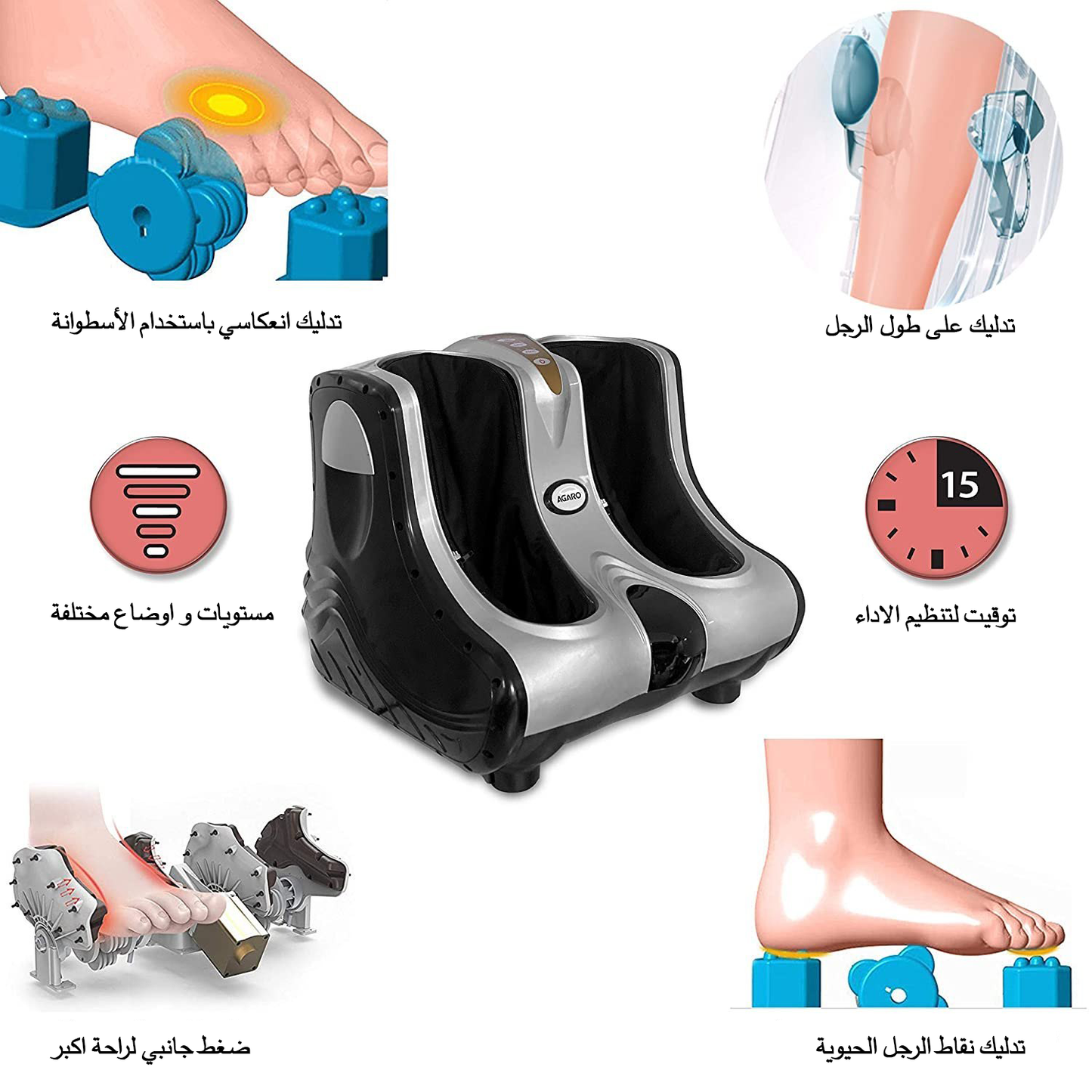 جهاز تدليك القدمين والساقين الكهربائي / Appareil de massage des pieds et des mollets